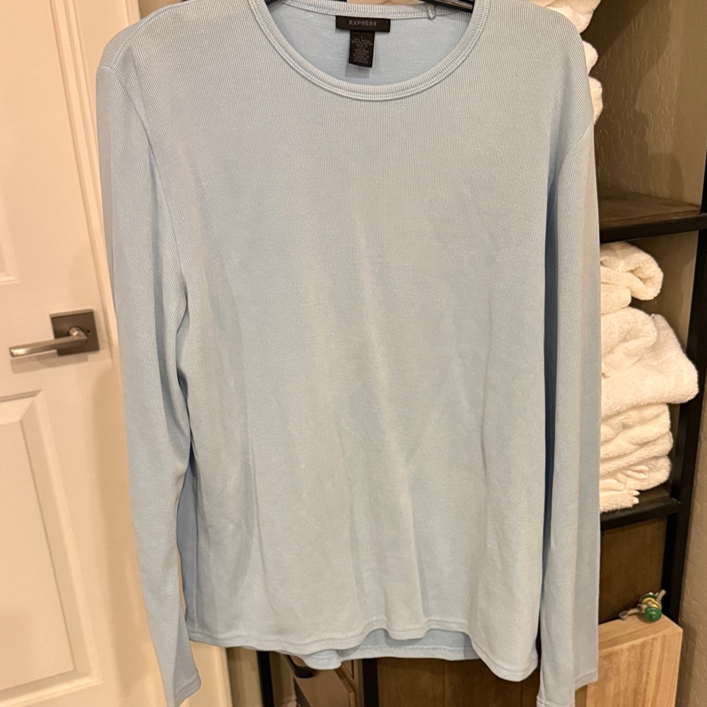 Express Light Blue Long Sleeve Tee